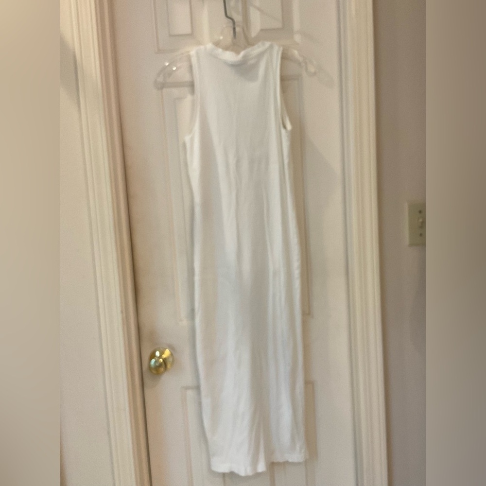 Aware by Vero Moda Ribbed Knit Fitted White Dress, Sleeveless, Round Neck, Sz M - Picture 9 of 13